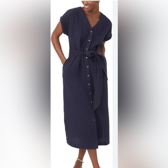 J. McLaughlin Mandy button up gauzy midi dress small SOLD DO NOT BUY - Picture 2 of 4